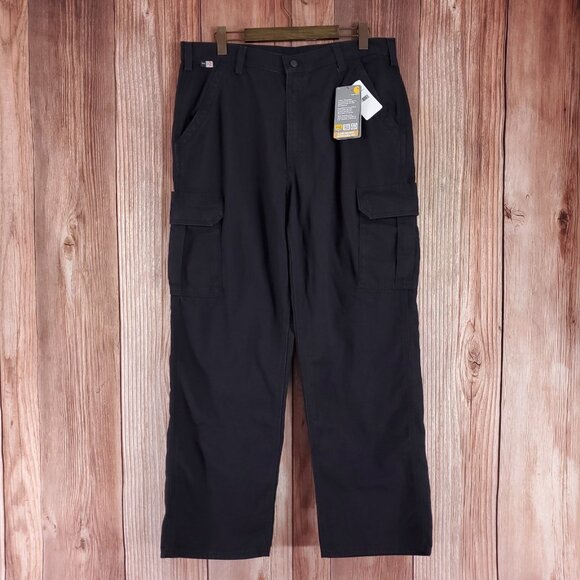 NWT Carhartt Mens 38X32 Flame Resistant Canvas Cargo Pants Original Fit Black - Picture 1 of 15